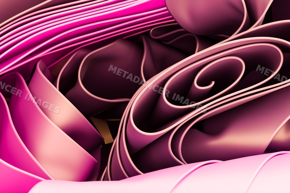 Close-up of flowing pink abstract shapes in a digital 3d render