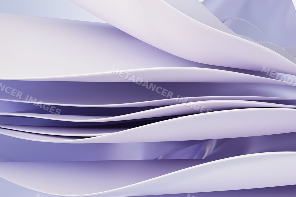 Abstract digital artwork of flowing curved lavender shapes