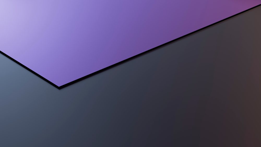 Abstract digital illustration with two overlapping purple and black geometric shapes in a minimal composition.