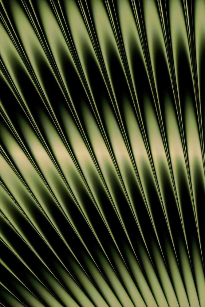 Abstract design with green and black vertical lines forming a shadowed striped pattern.