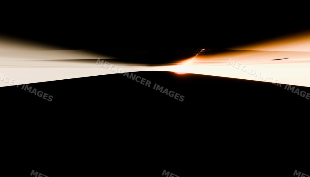 Abstract digital rendering of a glowing horizon with dark silhouette