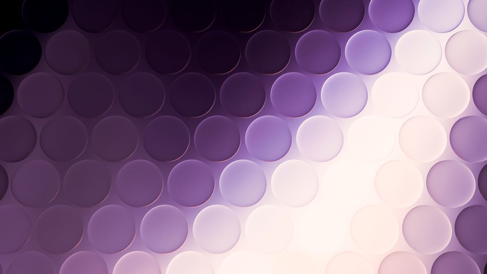 Abstract digital illustration featuring a purple circular pattern with gradient lighting and smooth texture.