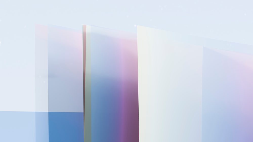 Abstract translucent panels with gradient pastel colors create a modern artistic composition.