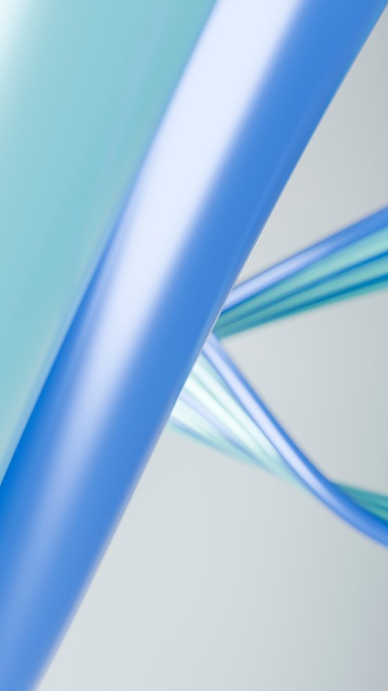 Illustration of a blue DNA double helix showing the molecular spiral structure of genetics.
