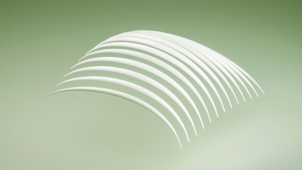 White rib bones arranged in an arc shape on a green background in a medical illustration style.