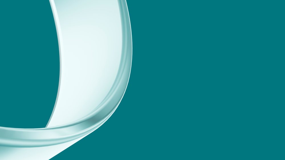 Abstract smooth light blue curved shape on a teal background in digital illustration style.