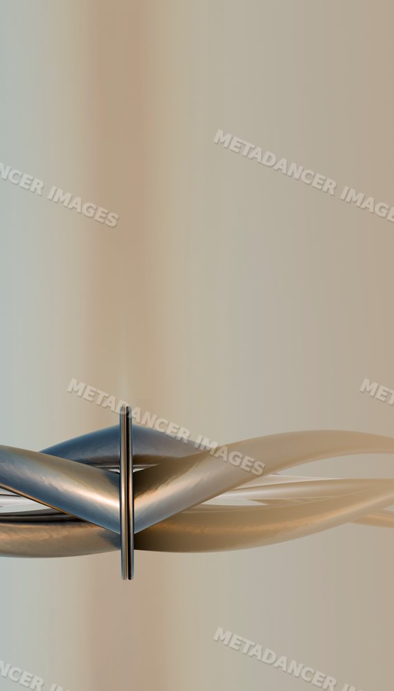Close-up of a twisted metal ring sculpture with smooth curves