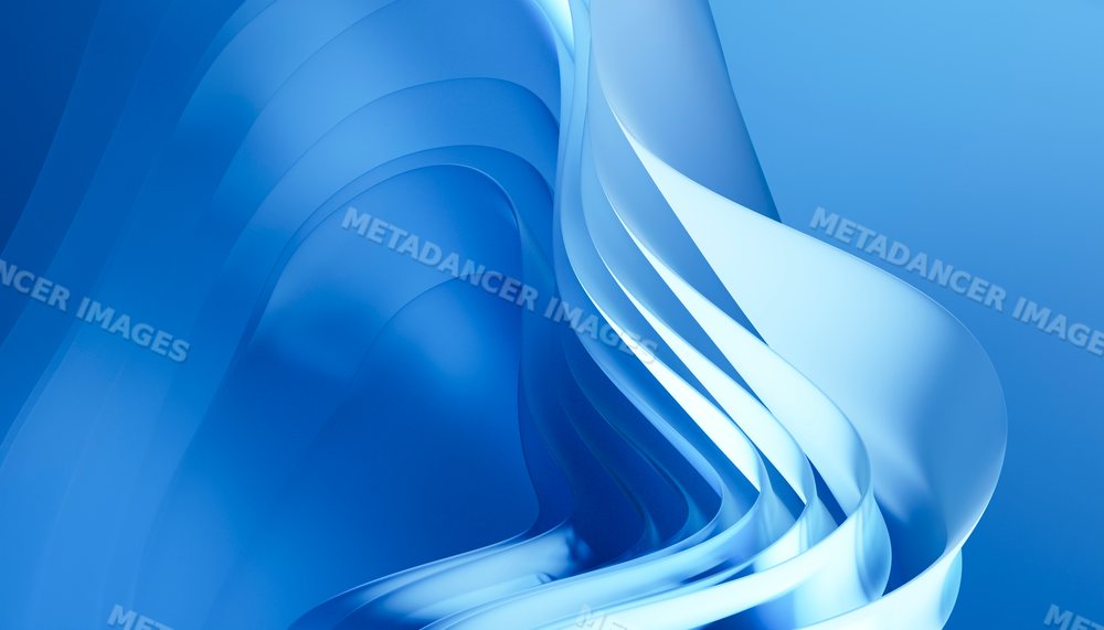 Abstract smooth blue layered shapes form a fluid modern 3d design