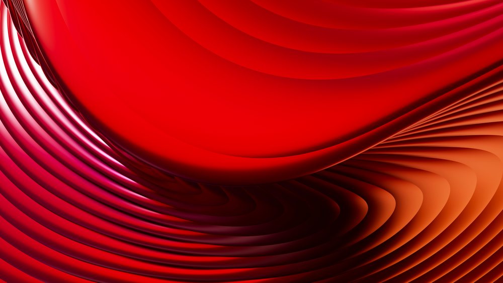 Abstract flowing red ribbons layered in smooth curved shapes form a vibrant digital illustration with wave-like patterns.