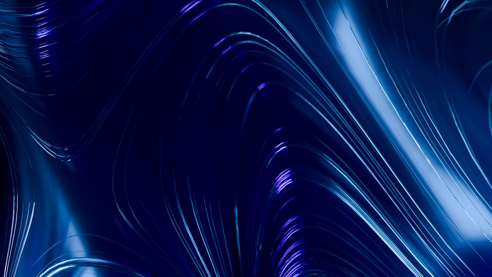 Abstract digital illustration featuring flowing blue curved lines and glowing waveforms creating a fluid design.