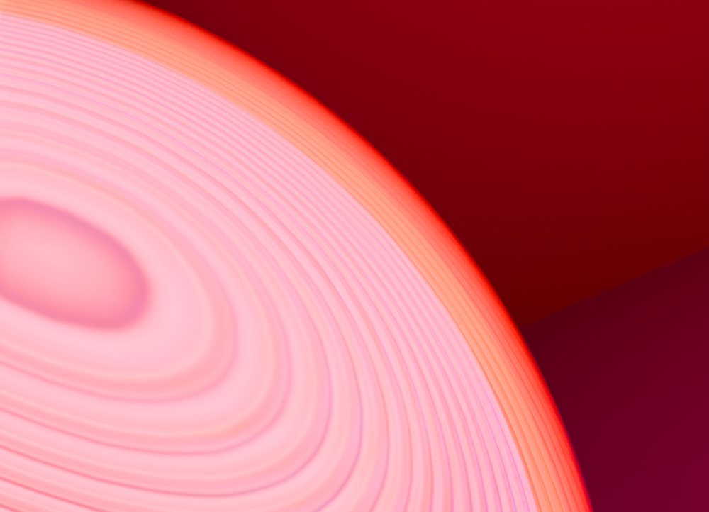 Close-up of a pink circular abstract lamp with concentric rings