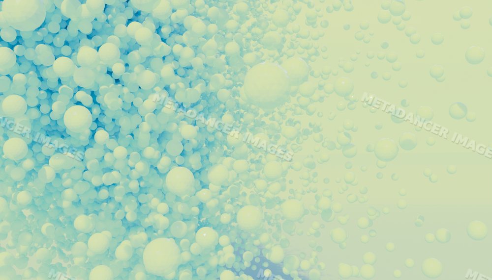 Clusters of light blue 3d spheres float