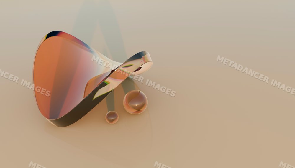 Modern abstract glass sculpture with flowing curves and spheres