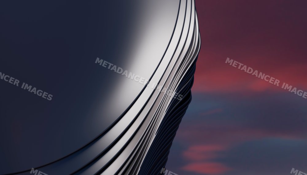 Abstract metallic sculpture with flowing curved lines