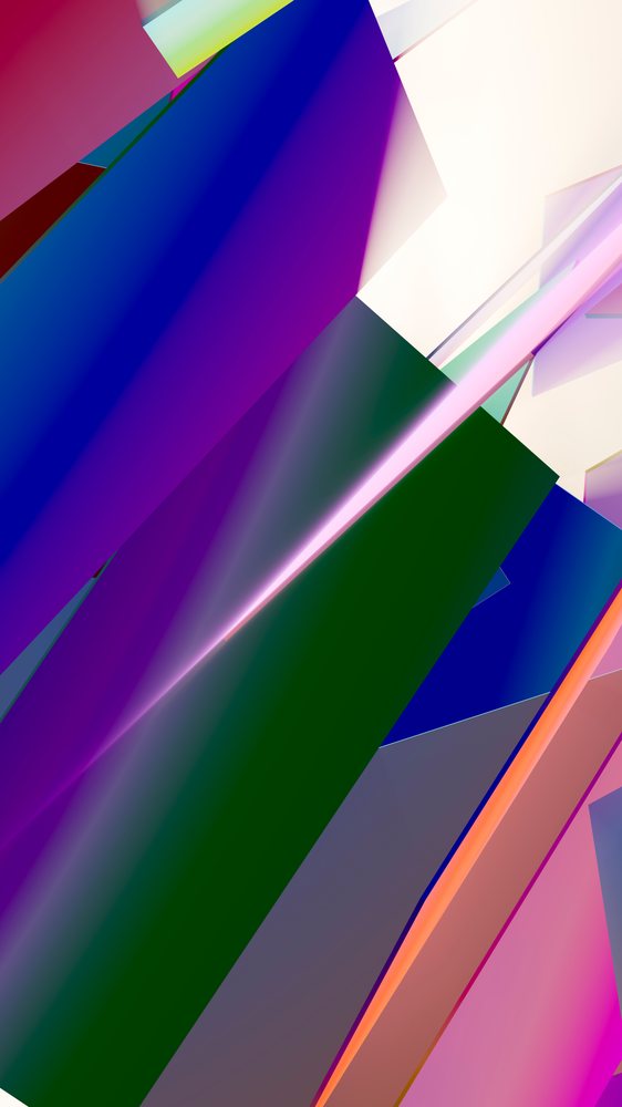 Abstract digital illustration featuring colorful overlapping geometric shapes with vibrant gradients in a modern composition.