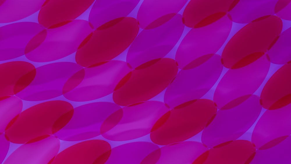 Digital abstract artwork featuring overlapping purple and magenta elliptical shapes in a smooth, repetitive pattern.