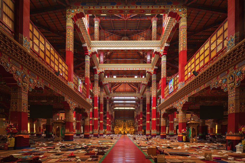 Interior of Yaqing Temple, Baiyu, Sichuan Province, People's Republic of China.