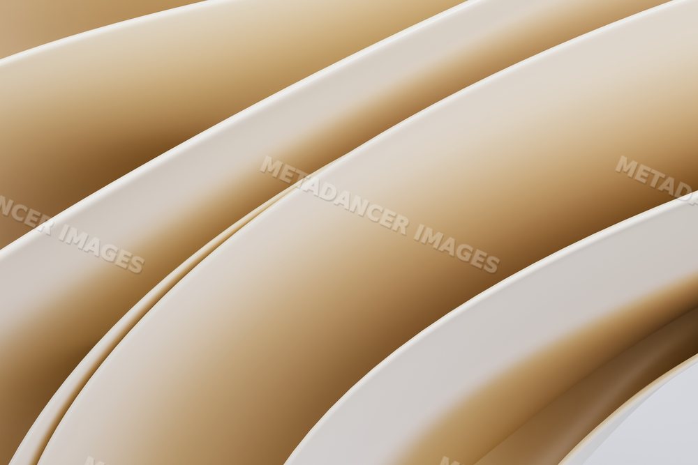 Abstract 3d curved golden shapes create a smooth flowing background