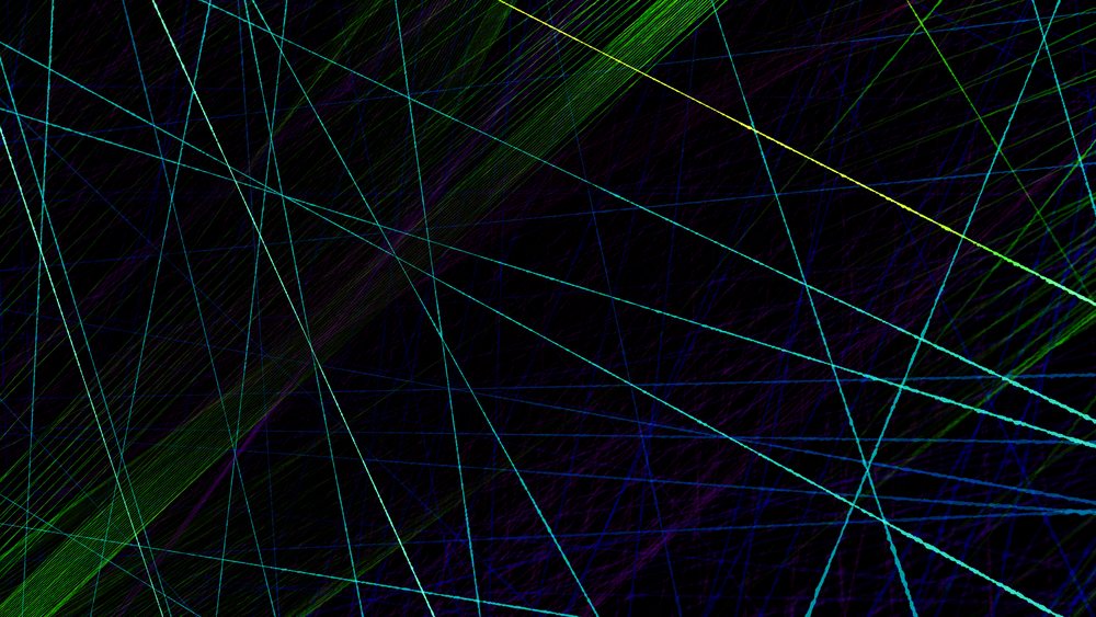 Abstract colorful lines creating a geometric pattern on a dark background in digital art style.