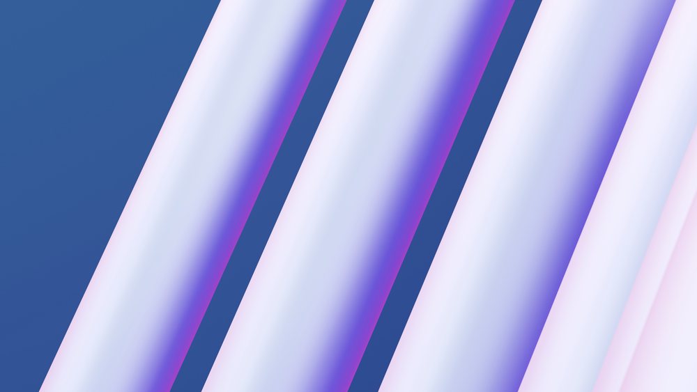 Multiple light purple ribbons curve gently with soft shadows on a solid blue background.