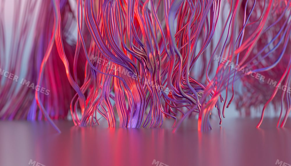 Abstract 3d illustration of colorful twisting strands