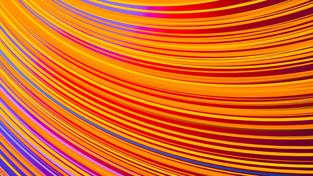 Vibrant abstract curved lines in orange, yellow, red, purple, and blue form a dynamic flowing digital pattern.