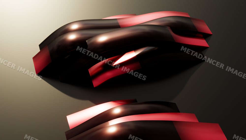 Glossy abstract black and red curved shapes with dramatic lighting