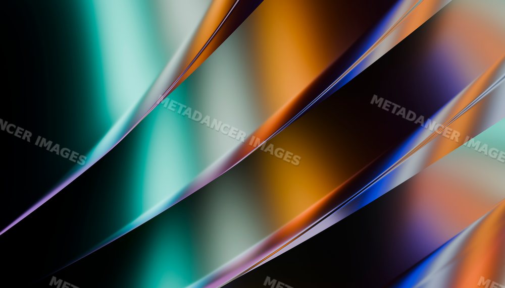 Abstract digital artwork with smooth curved colorful lines and glossy