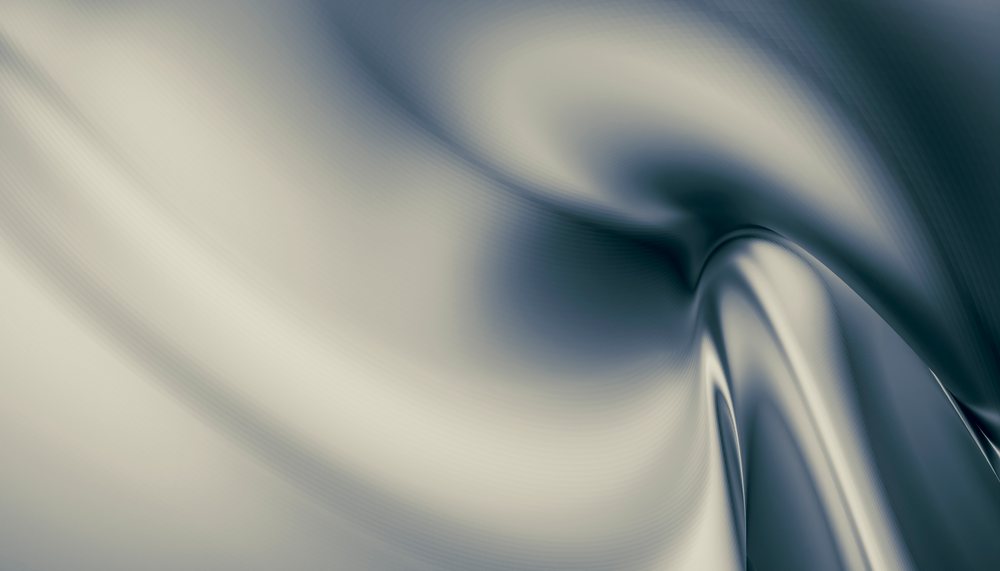 A smooth, abstract metallic wave with flowing curves and gradient shading creating a modern and sophisticated digital art effect.