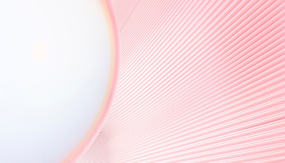 Close-up abstract image with white sphere and radiating pink lines