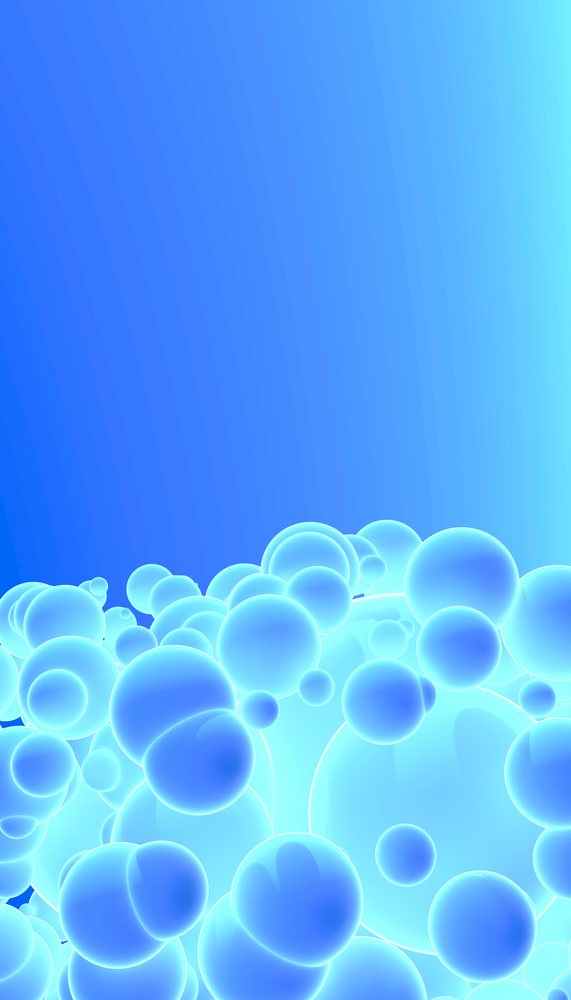 Cluster of glowing blue digital spheres with gradient background in abstract 3D rendering.