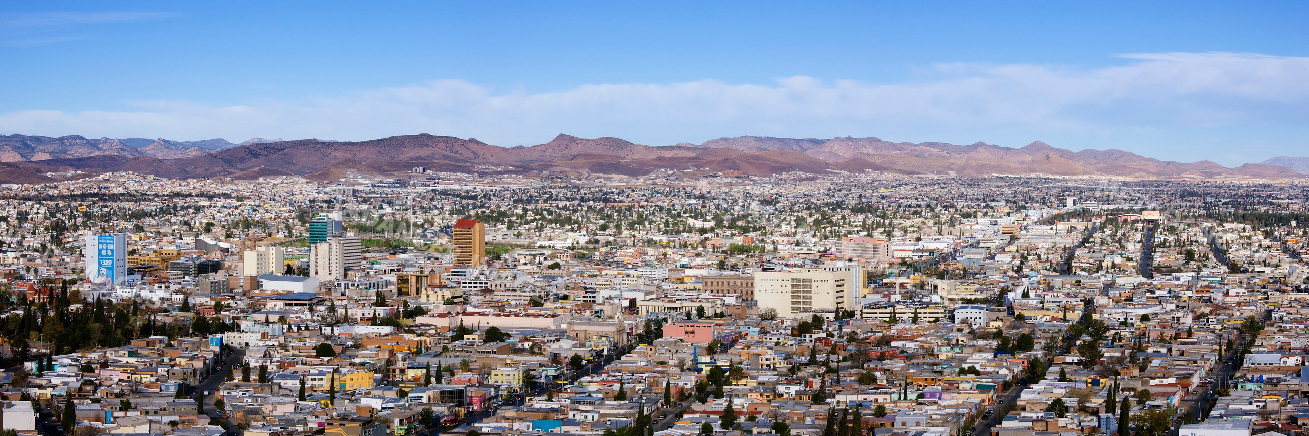 Cityscape panorama of chihuahua with mountains