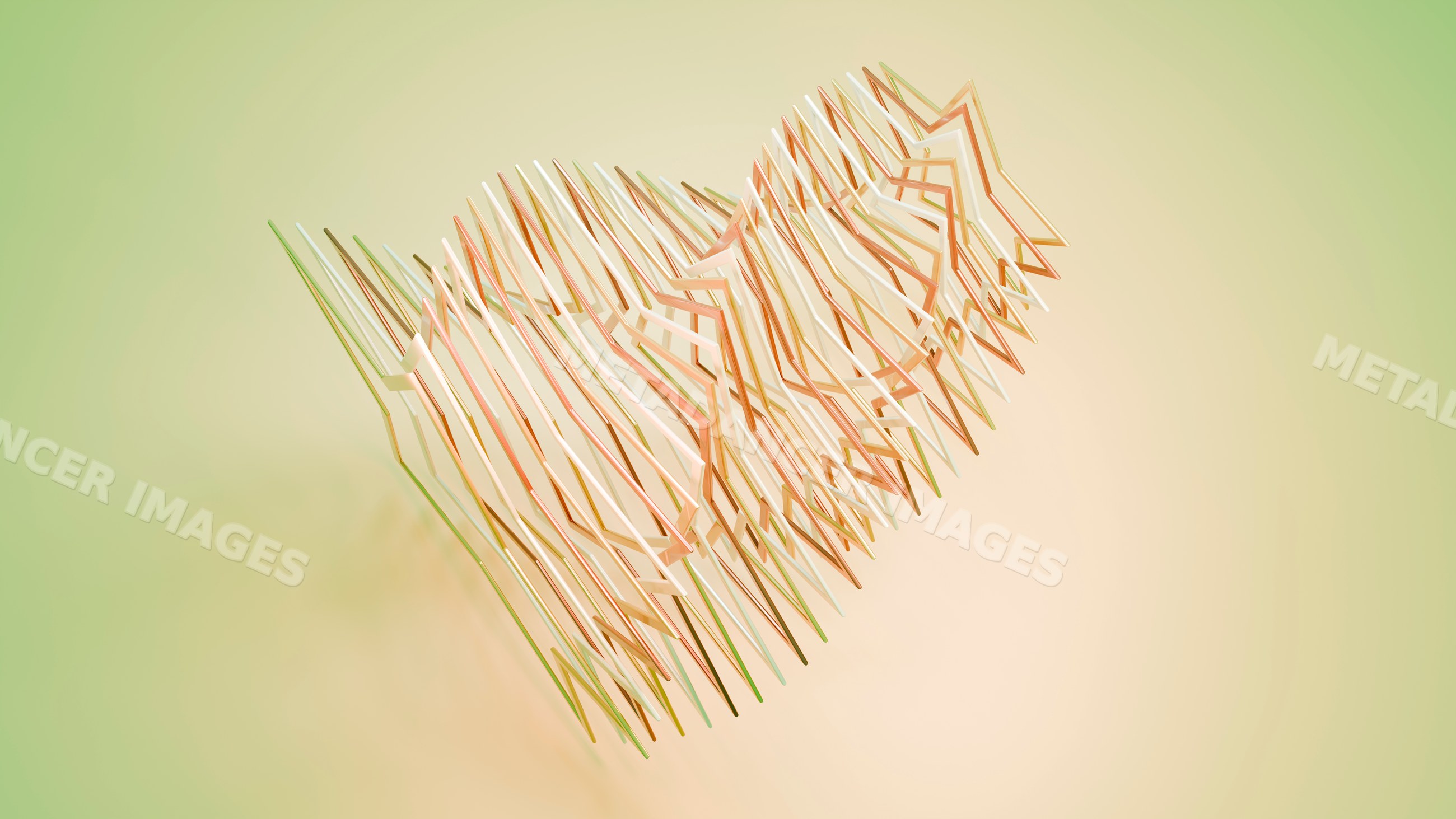 Abstract 3d illustration of layered star-shaped wireframe structures
