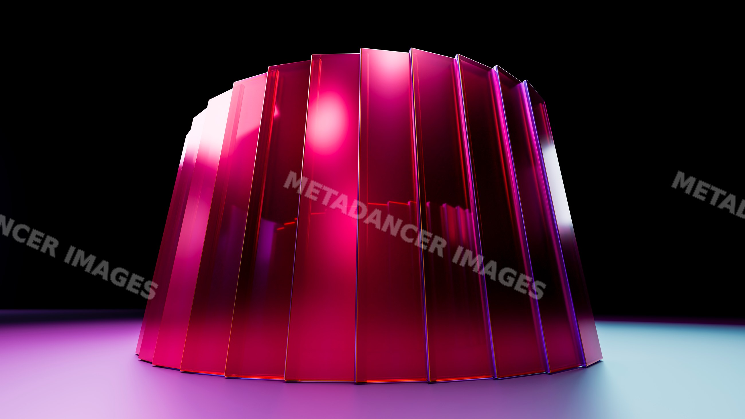 Red molded gelatin dessert with glossy translucent layers