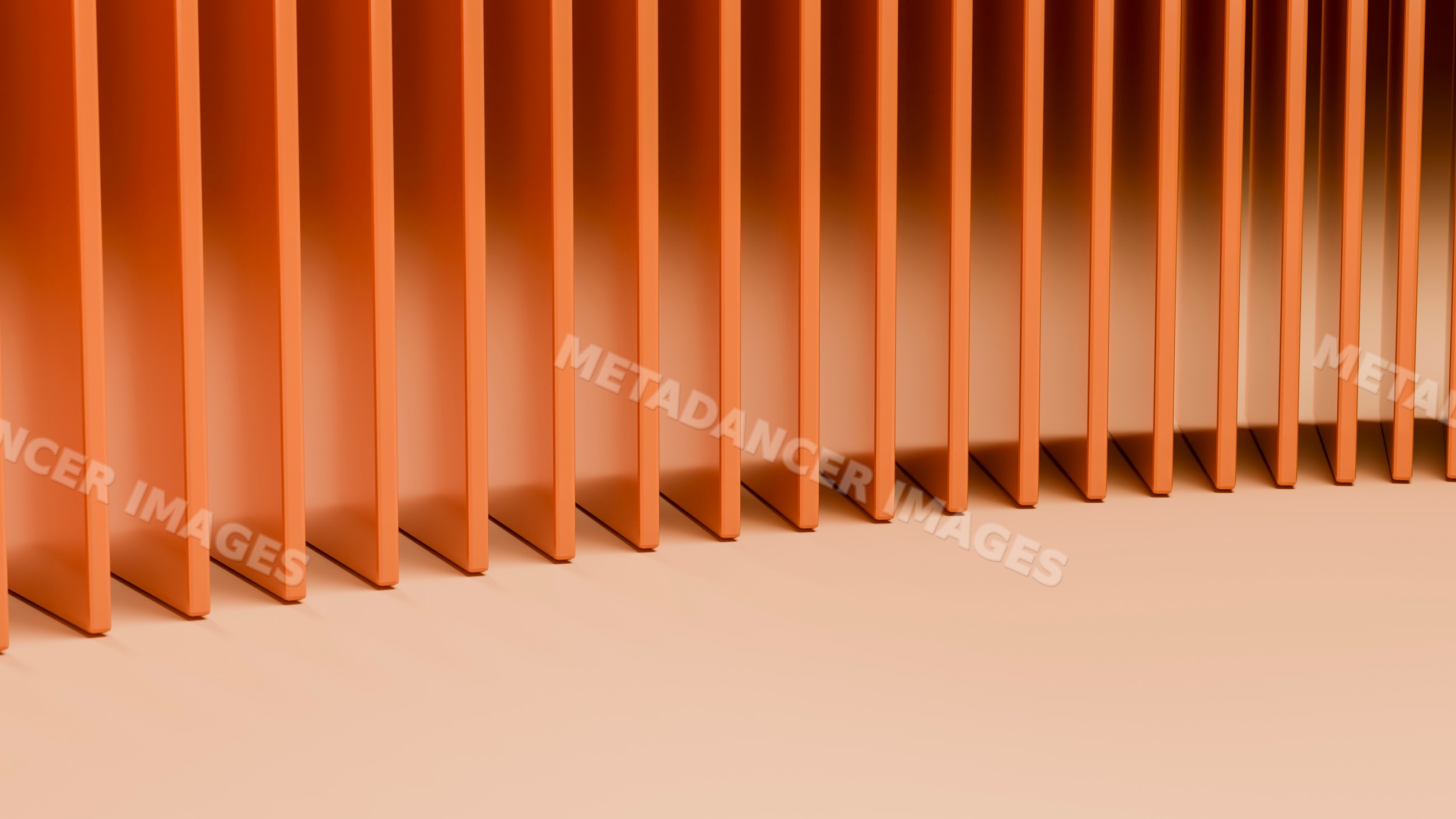 Orange vertical panels form curved abstract digital illustration