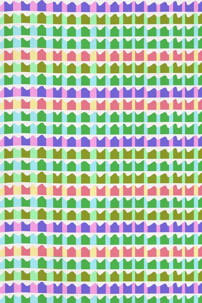 Colorful abstract digital illustration with wavy striped patterns