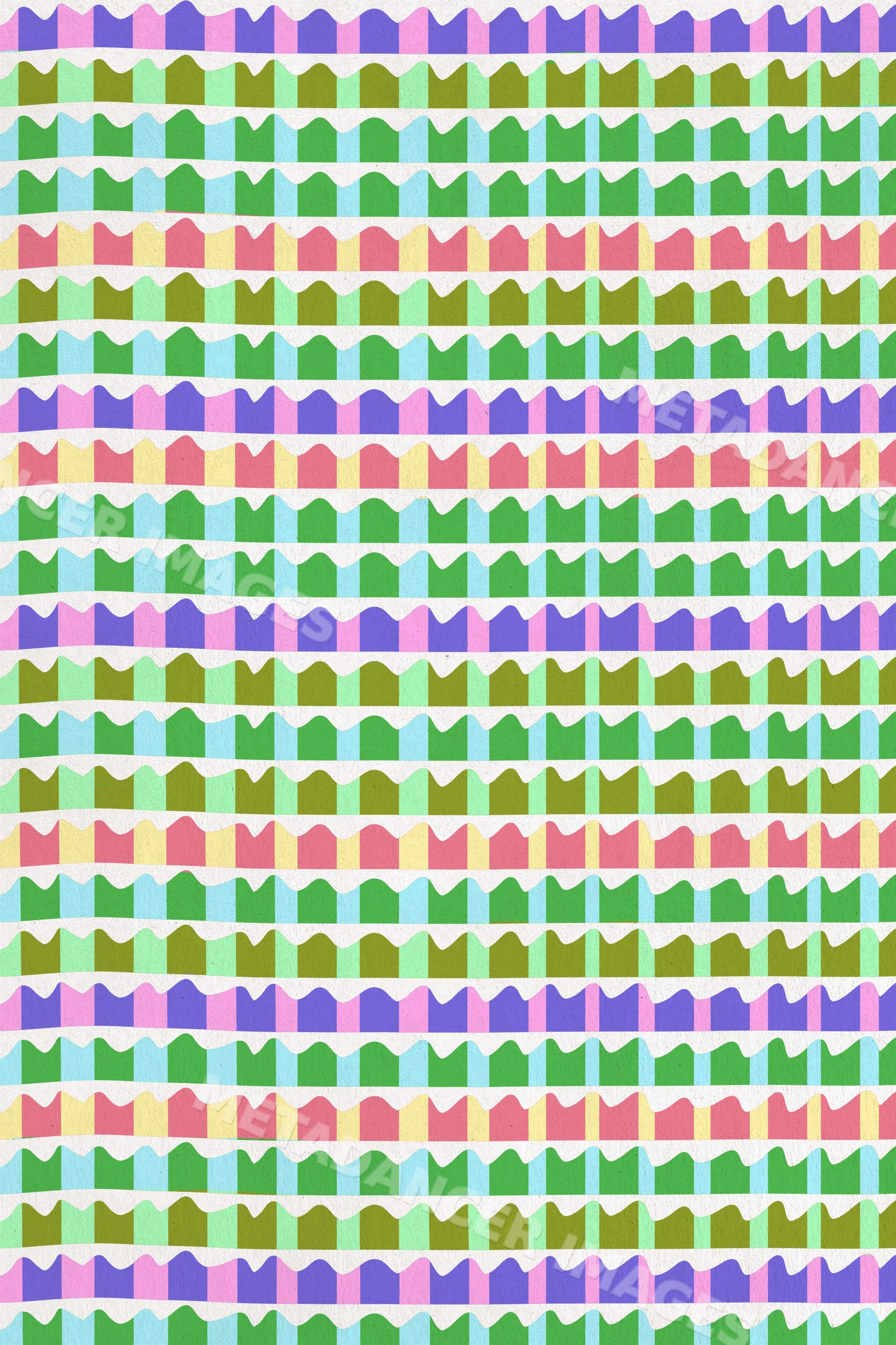 Colorful abstract digital illustration with wavy striped patterns