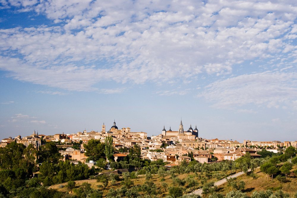 Cityscape of historic toledo, Spain under blue sky