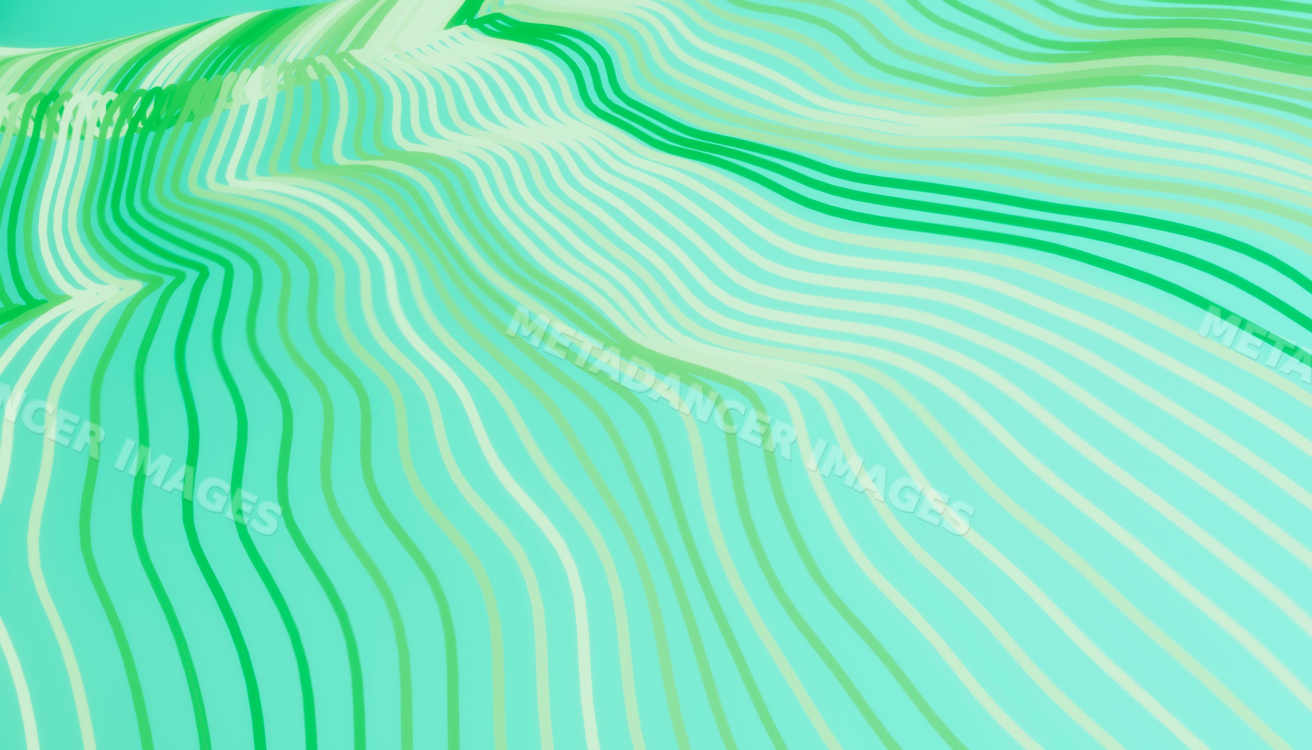 Abstract flowing green and light blue stripes with wave pattern
