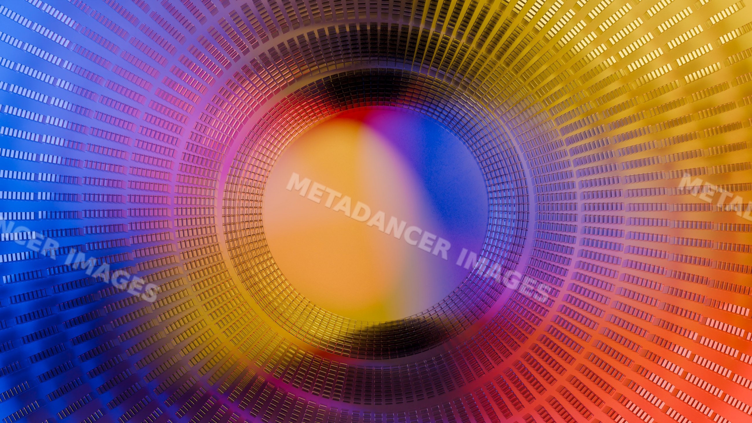 Abstract digital circular pattern with vibrant color gradients