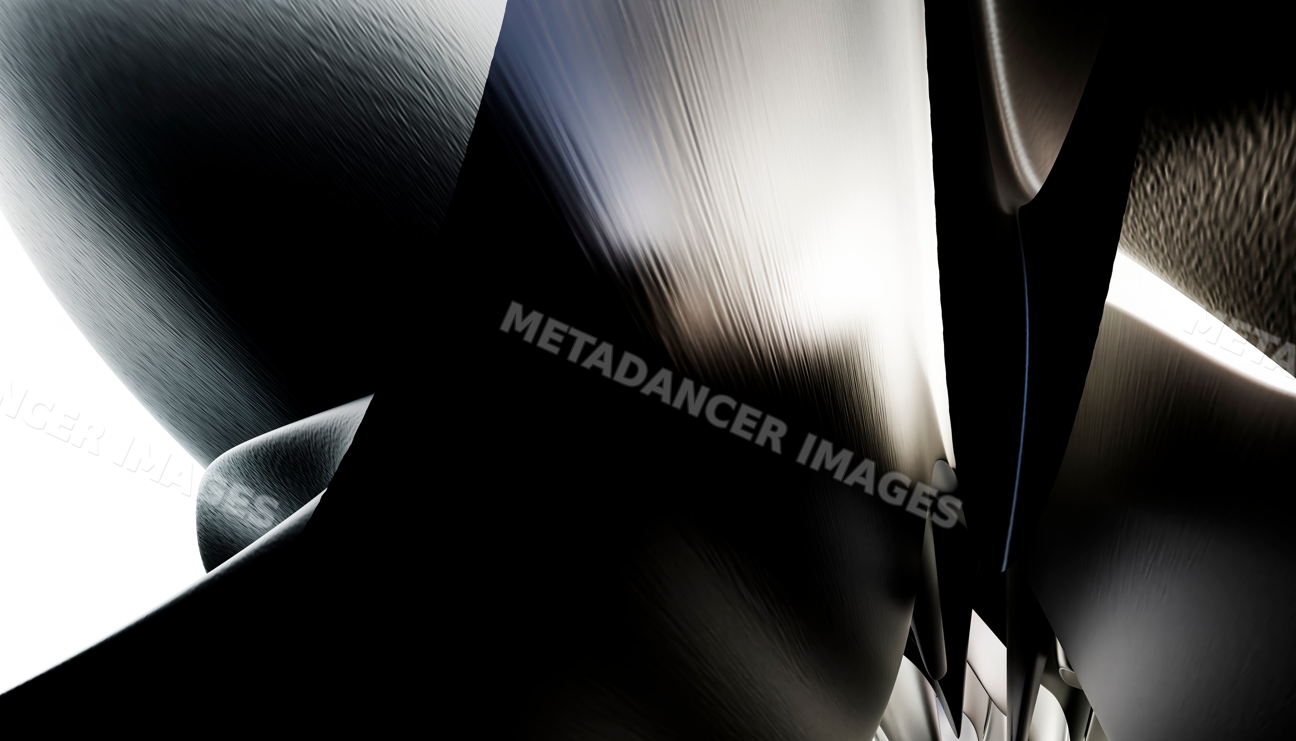 Abstract close-up of curved shiny metallic surfaces with reflective