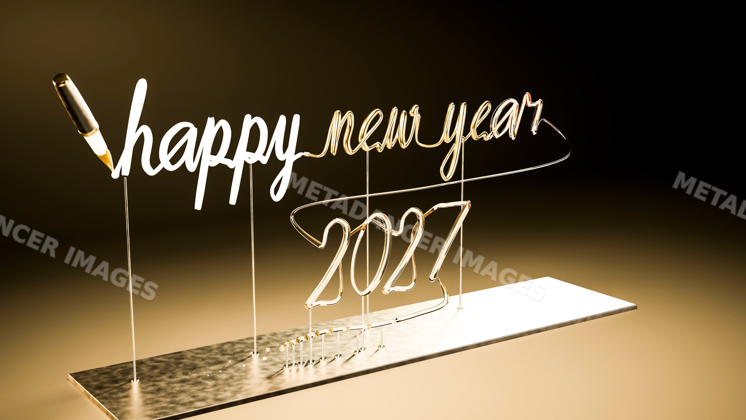 Neon sign displaying happy new year 2027