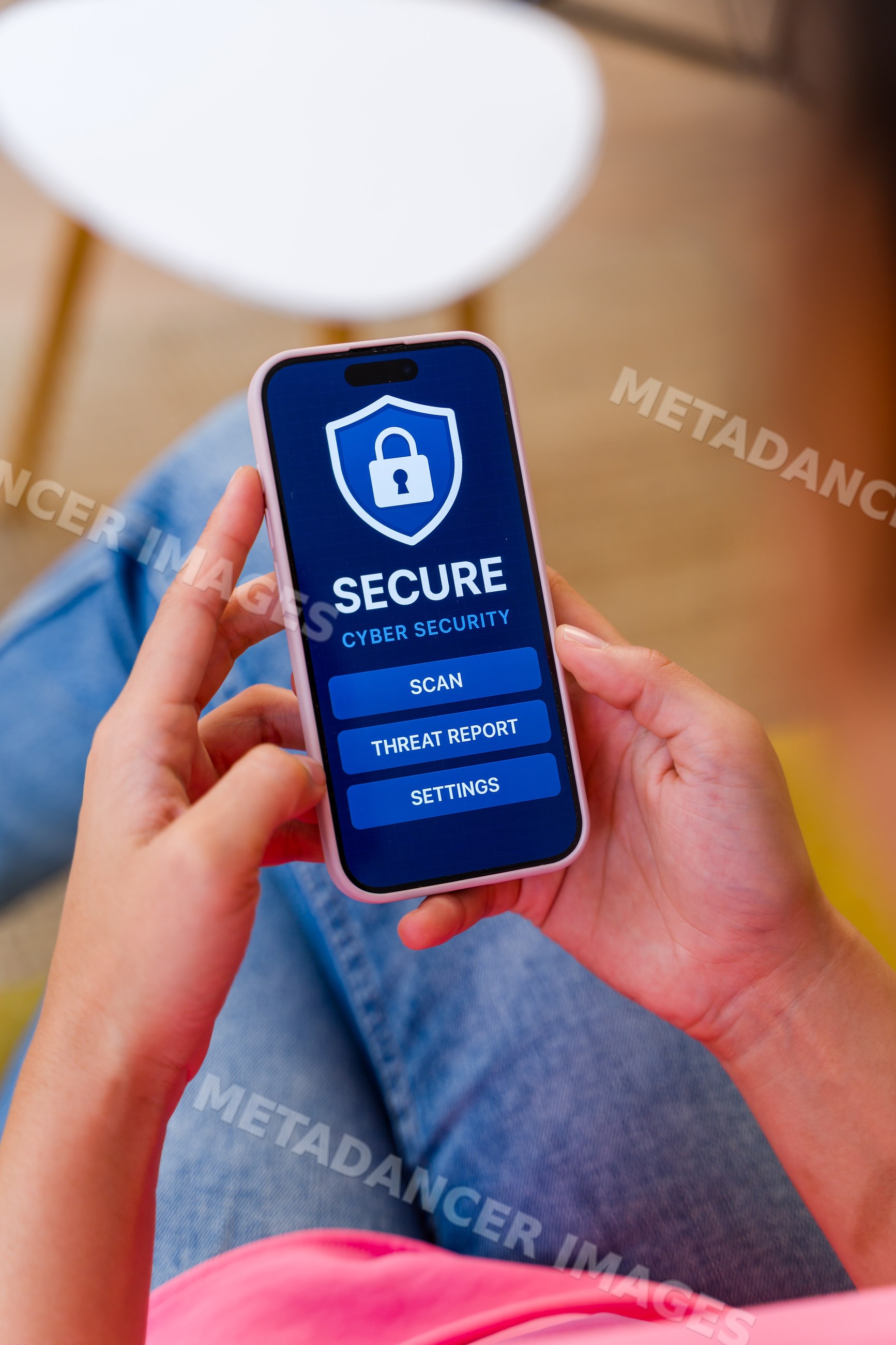 A Hispanic person uses a smartphone application for cyber security