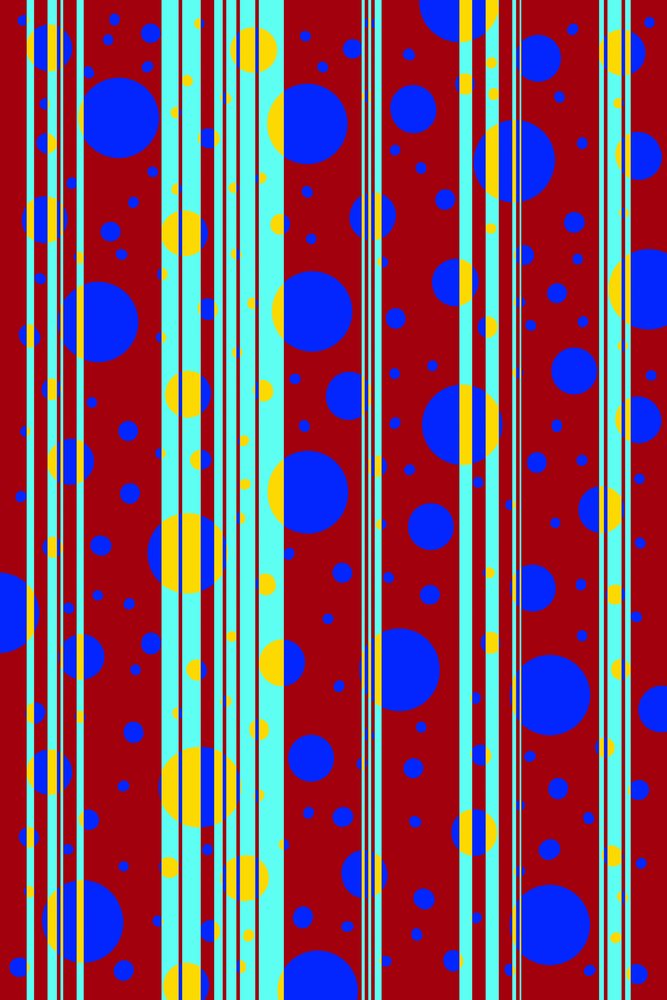 Abstract digital illustration with colorful circles and vertical