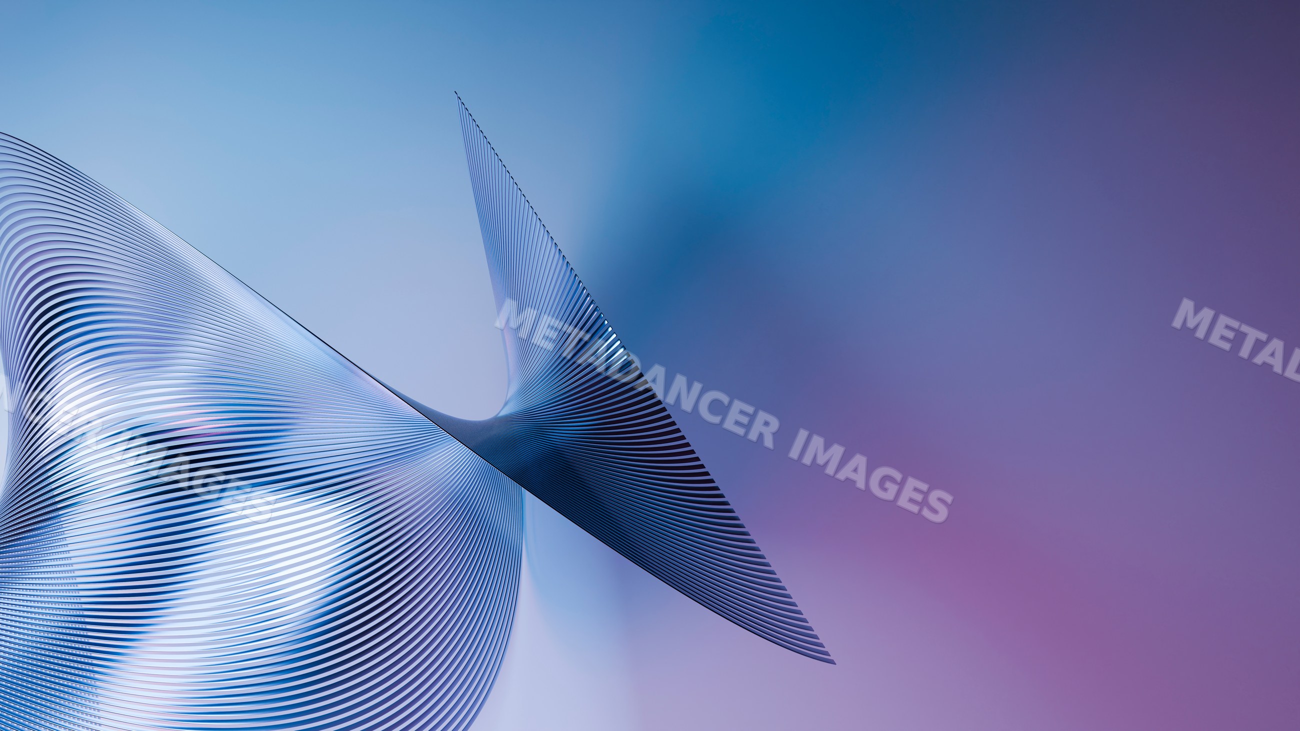 Abstract digital art of flowing curved ribbons