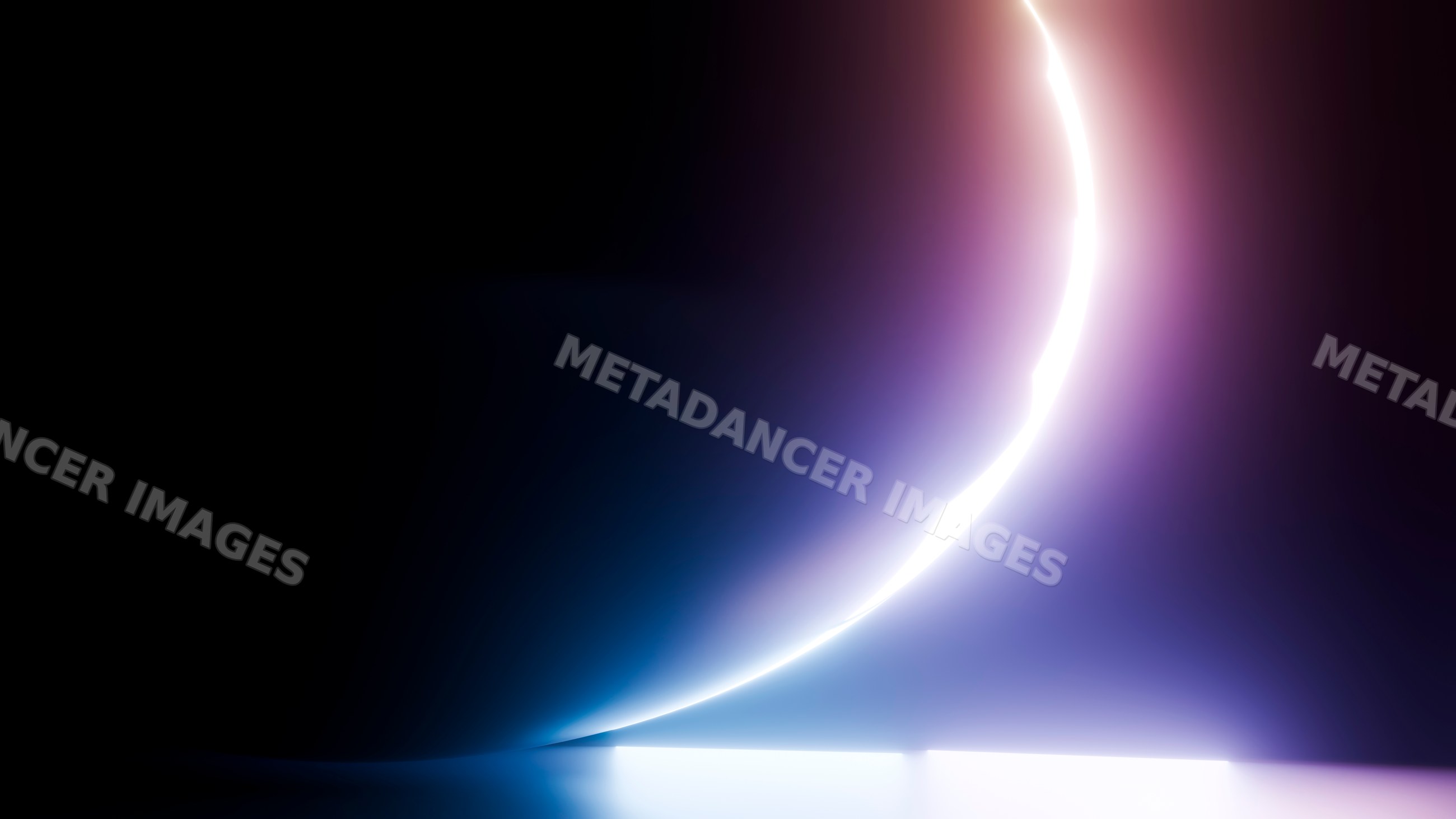 Glowing crescent light abstract digital art with purple and blue hues