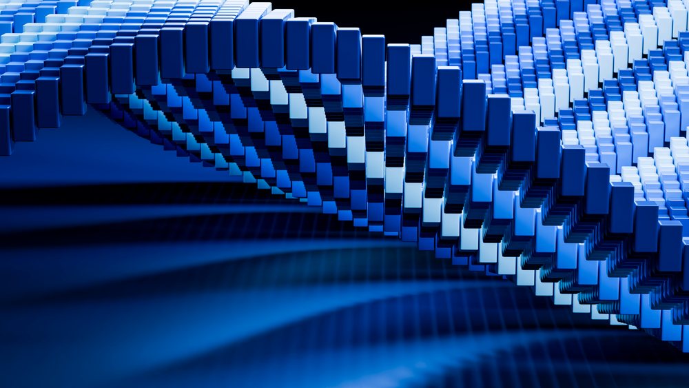 Abstract digital blue block wave with 3d effect