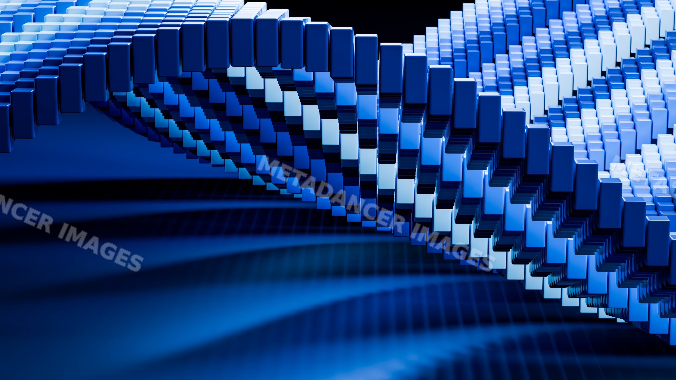 Abstract digital blue block wave with 3d effect