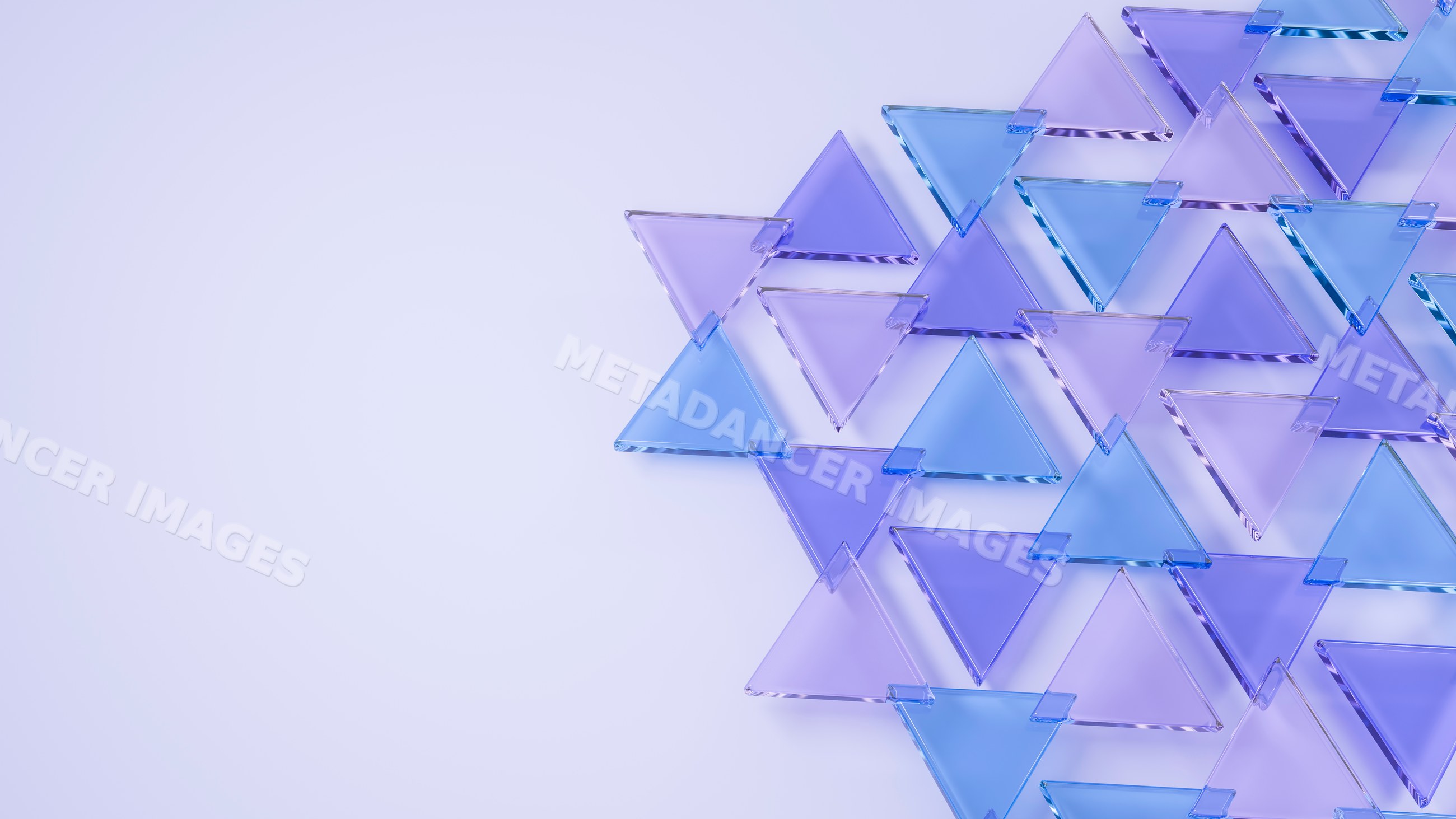 Transparent blue and purple glass triangles overlapping