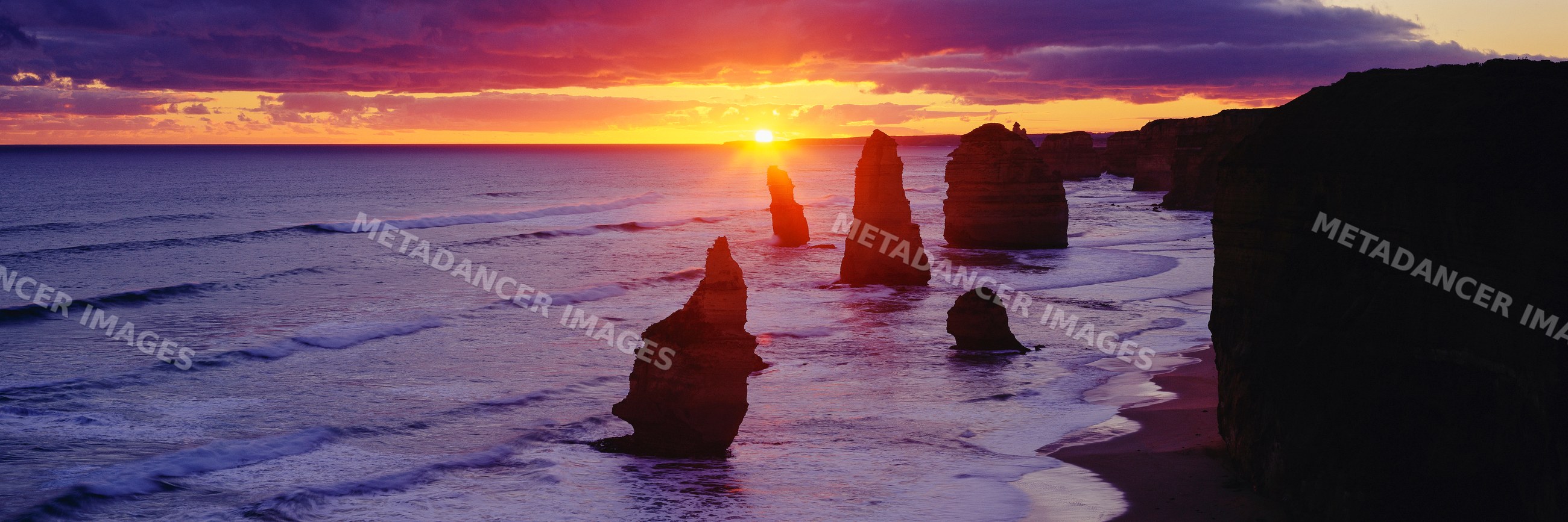 Twelve apostles sea stacks at sunset victoria